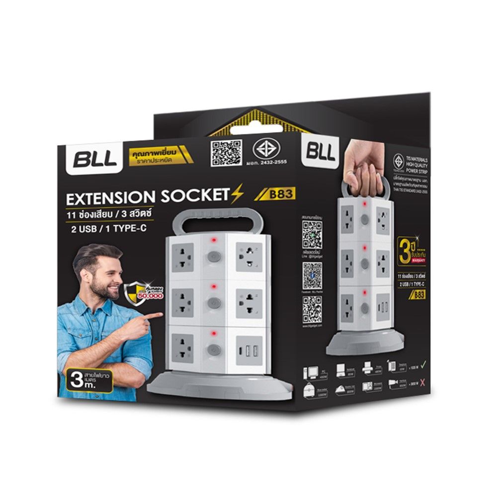 BLL PLUG TOWER 3SWITCH 11SOCKET 3M B83