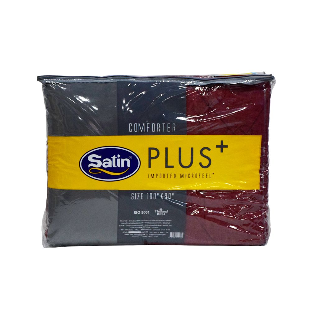 ซาตินพลัสผ้าปูสีแดง 6ฟุต+ผ้านวม 90X100 นิ้ว LK048