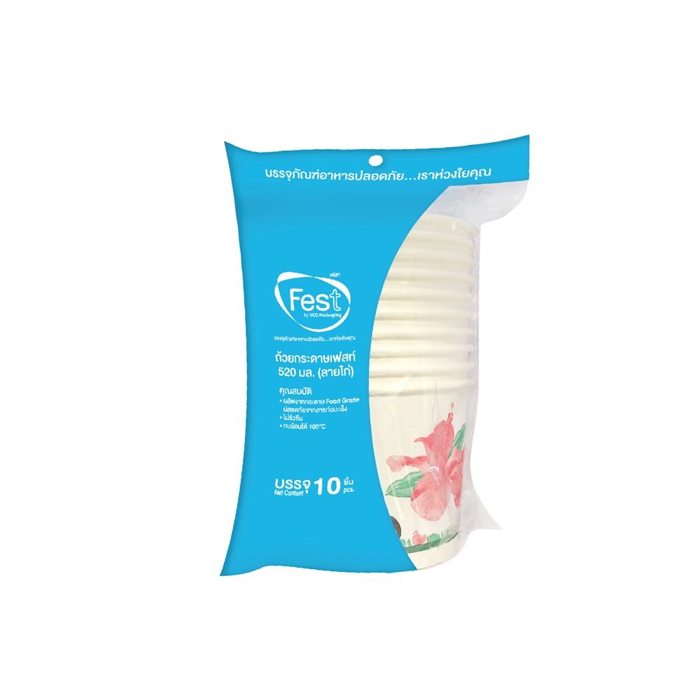 เฟสท์ ช้อยส์ ถ้วยลายไก่ 520มล. 10ชิ้น