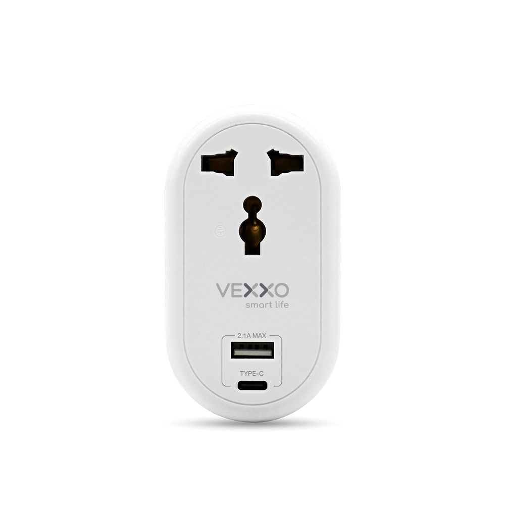 VEXXO ADAPTER 1OUTLET 1USB 1TYPEC 2.1A