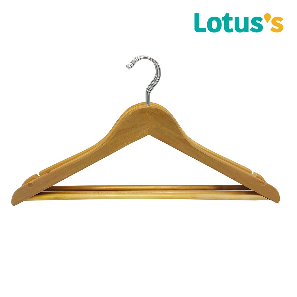 โลตัสไม้แขวนเสื้อไม้มีราว แพ็ค 3 ชิ้น