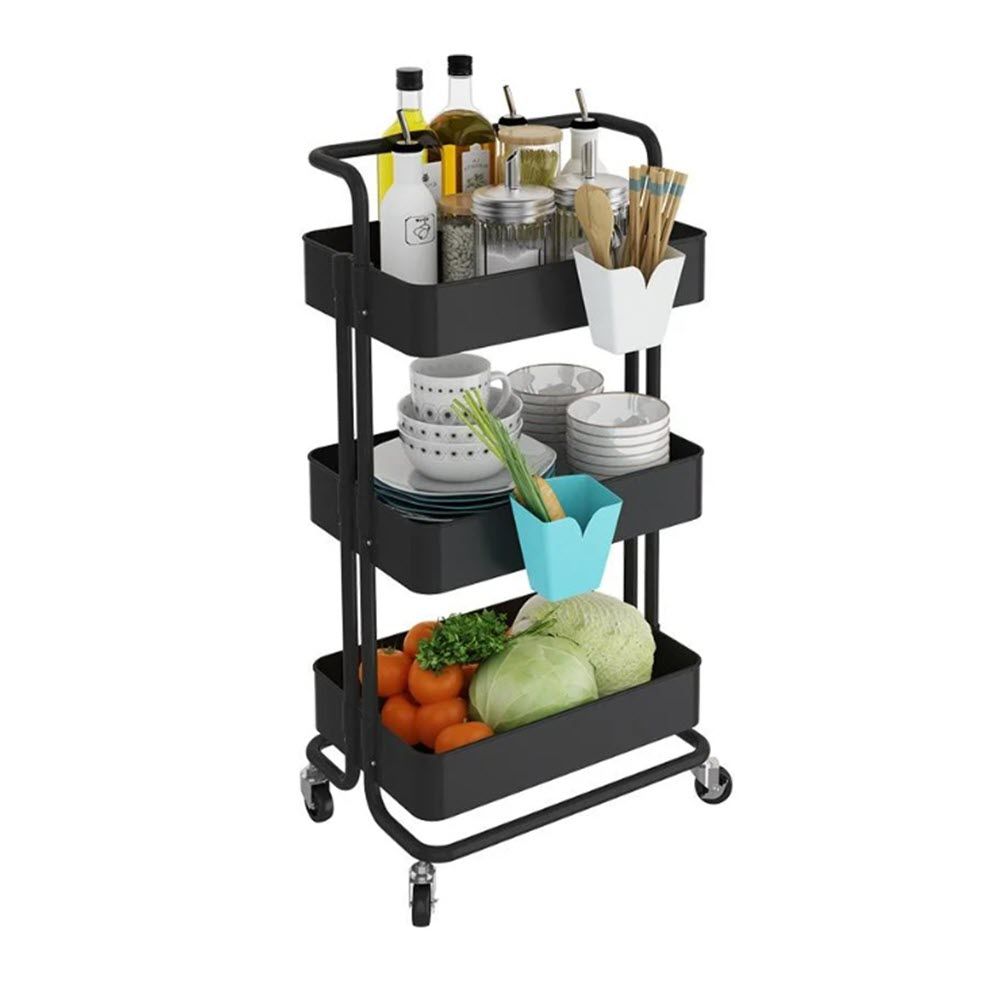 MULTI-FUNTION SHELVES TROLLEY 3 TIERS