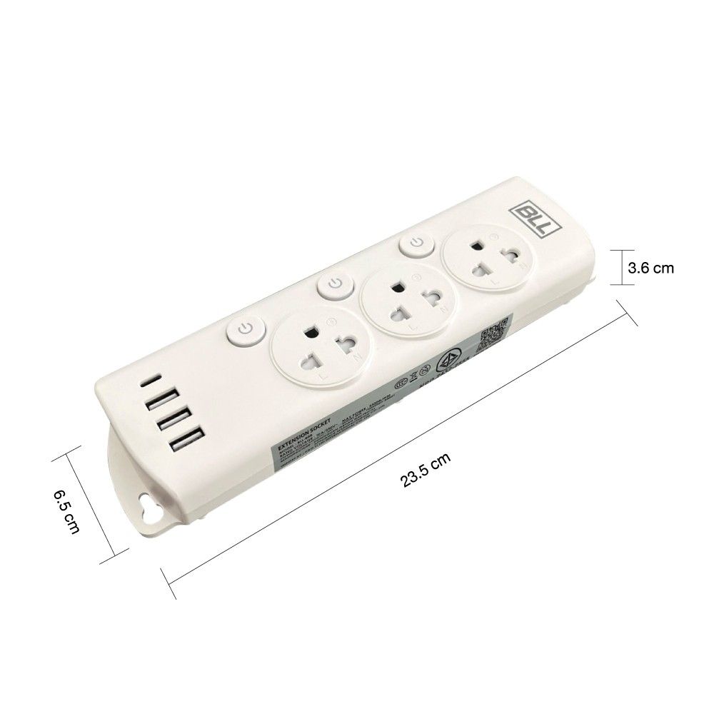 BLL 3SOCKET 3SWITCH 3USB 1TYPEC B88 3M.