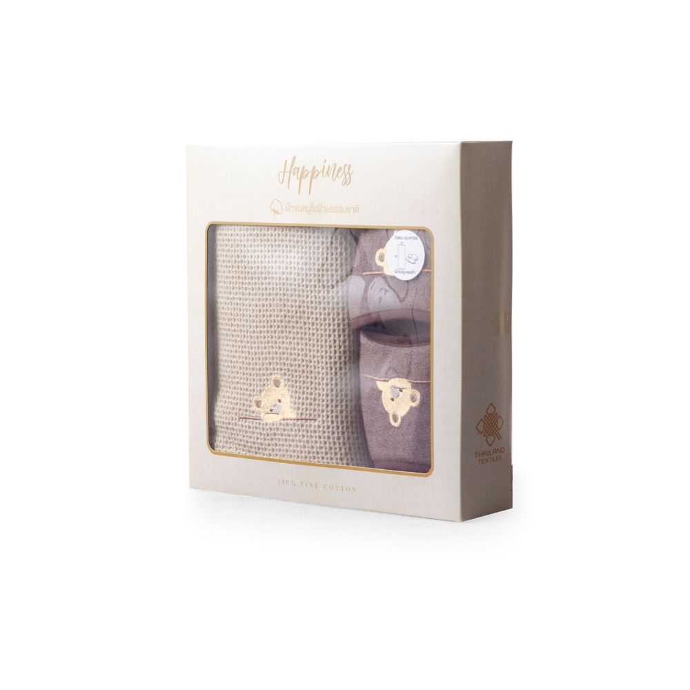 GIFT SET ผ้าขนหนูวาฟเฟิล13X35นิ้ว+รองเท้า