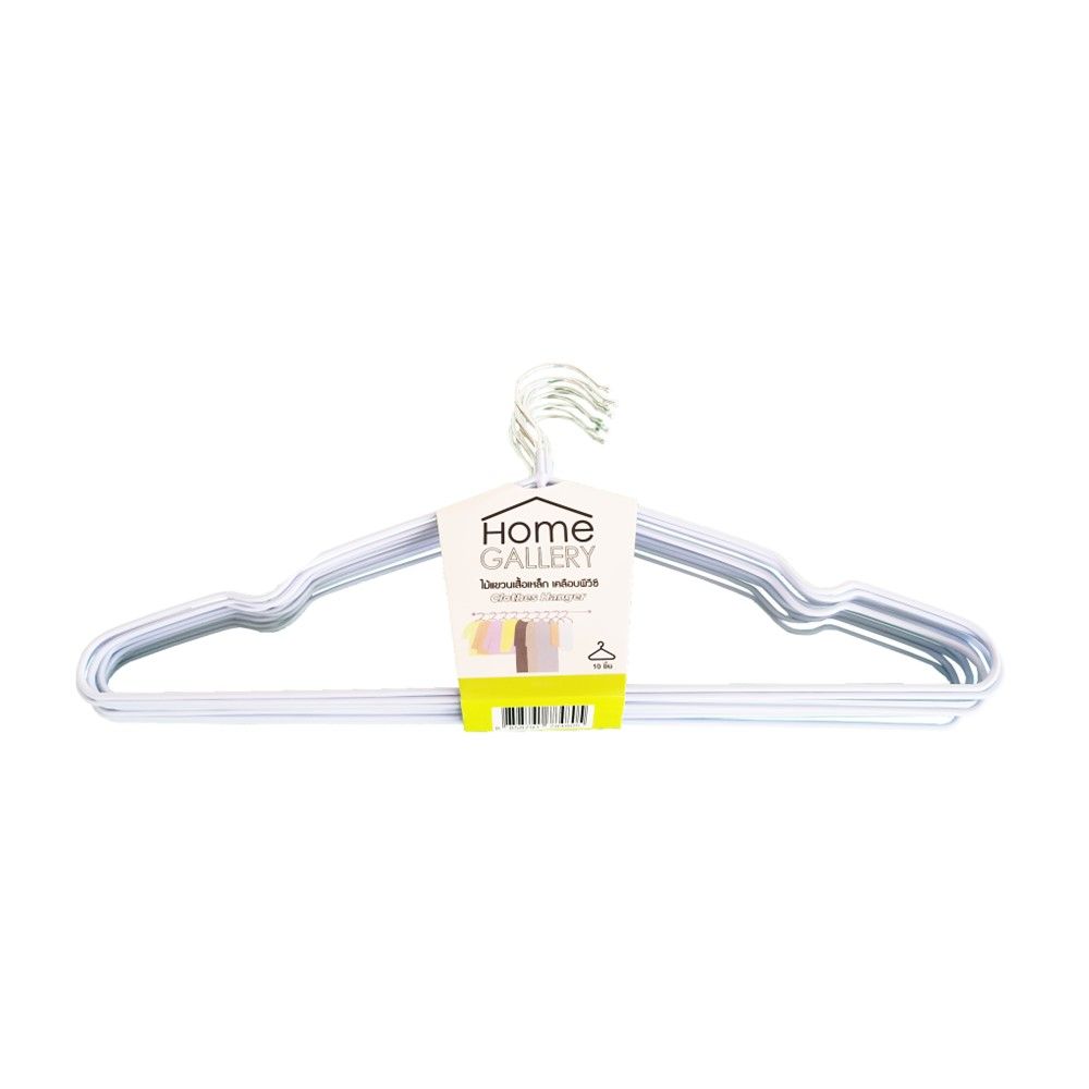 ไม้แขวนสแตนเลสเคลือบ PVC กันลื่น สีฟ้า แพ็ค 10 ชิ้น