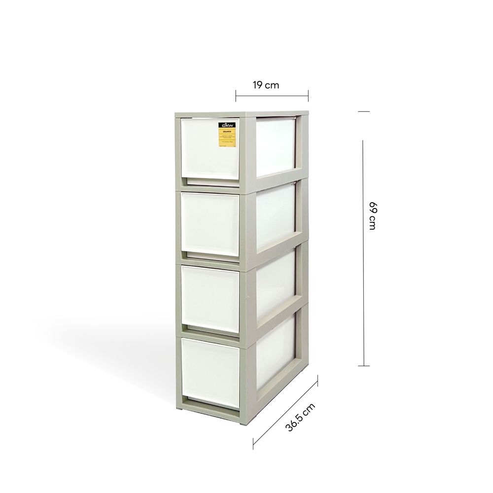 DKW กล่องลิ้นชักทรงแคบ 4ชั้น HH-465/4 ขนาด 19X36.5X69 ซม.