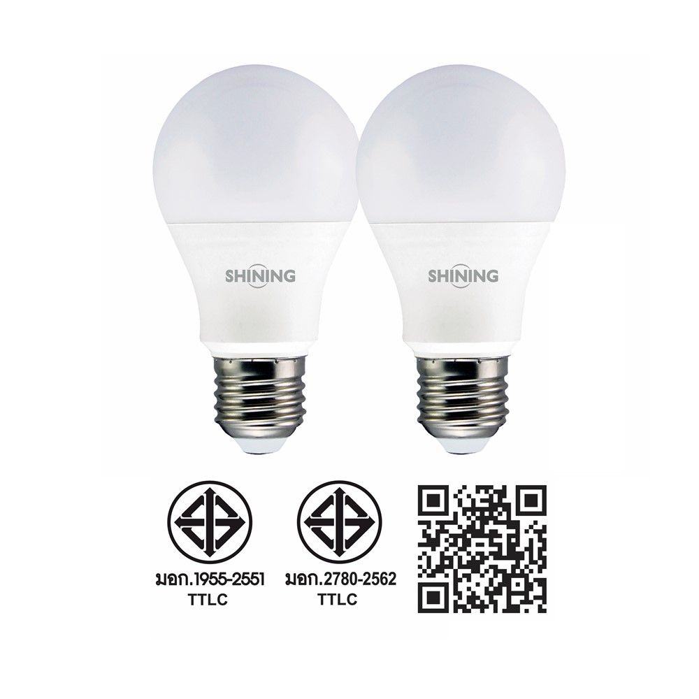 SHINING หลอดไฟ LED BULB 9W แสงเหลือง แพ็ค 2