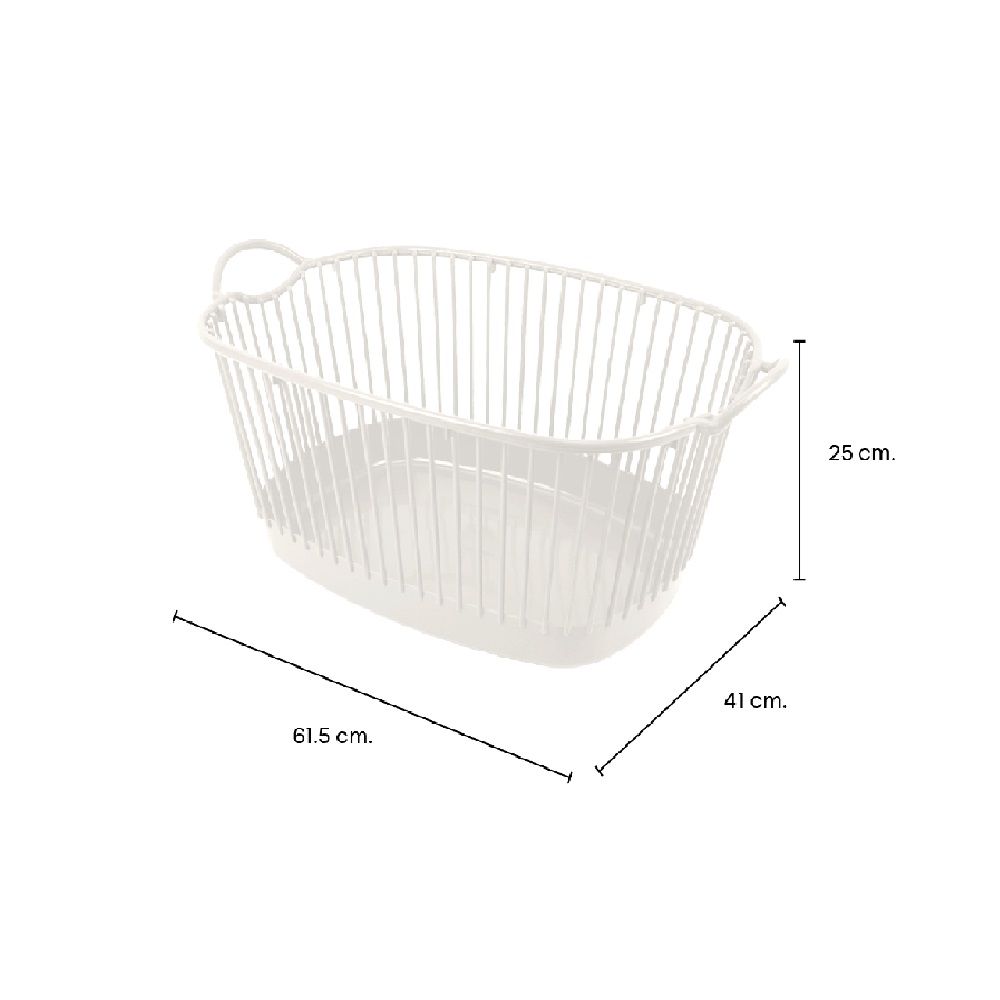 ตะกร้าผ้าทรงเตี้ย สีเบจ NO.2157