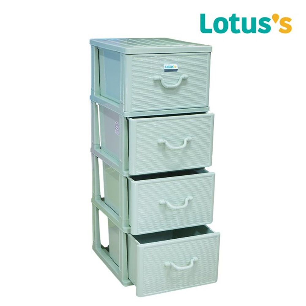 โลตัส ตู้ลิ้นชักลายหวายเขียวพาสเทล 4 ชั้น