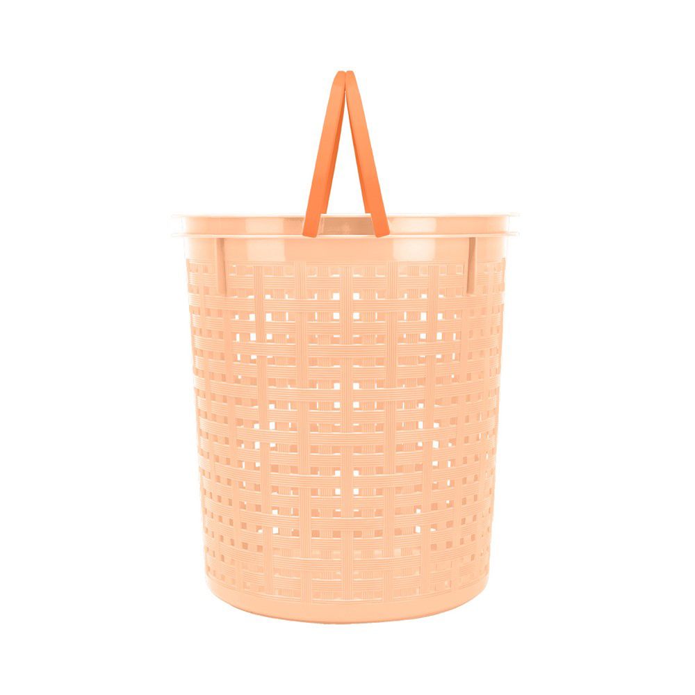 โลตัส ตะกร้าลายหวาย สีพีชพาสเทล NO.4212