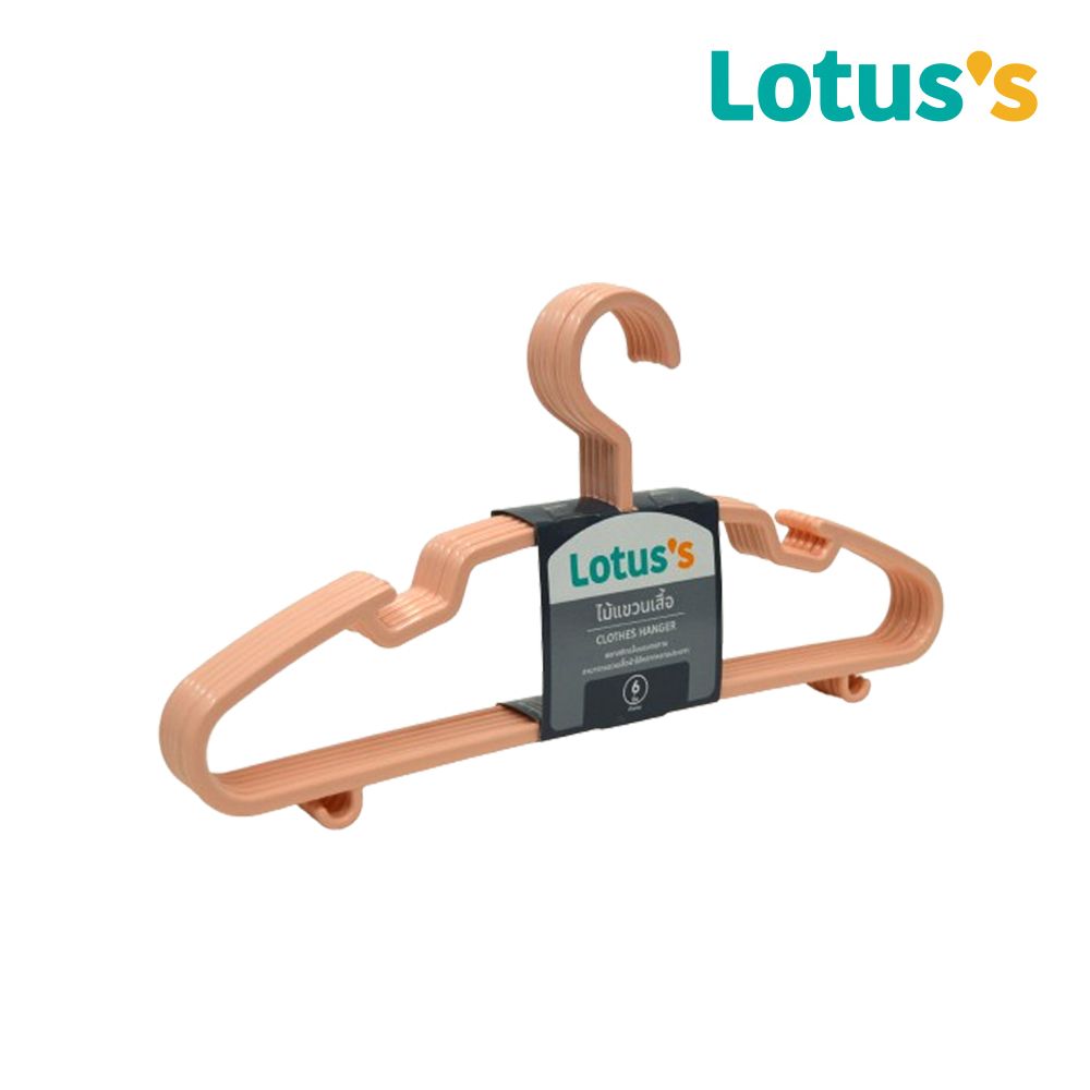 โลตัสไม้แขวนเสื้อ พลาสติกใส สีพีชพาสเทล X6