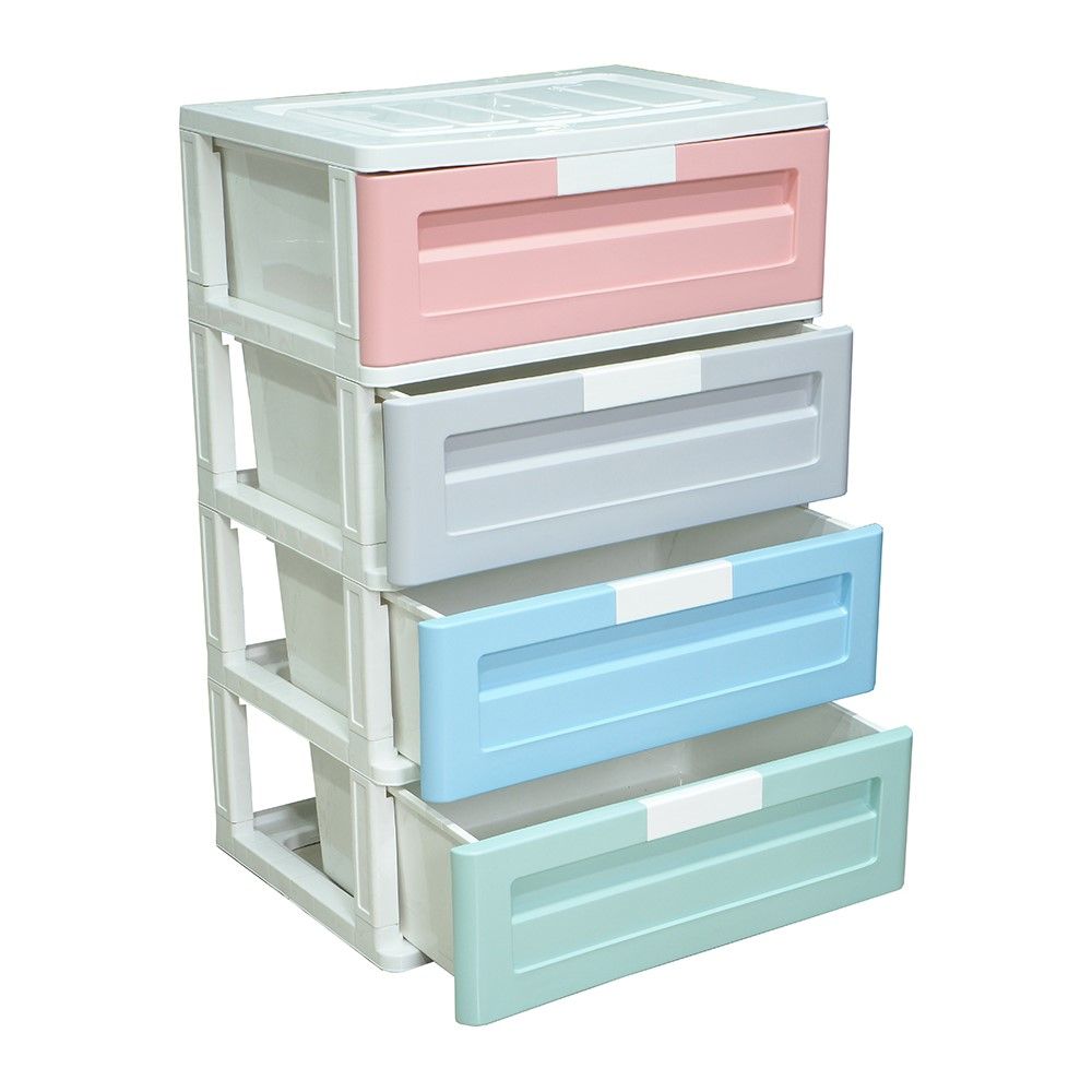 โลตัสตู้ลิ้นชักหน้ากว้างสีมีนิมอล 4 ชั้น (คละแบบ)