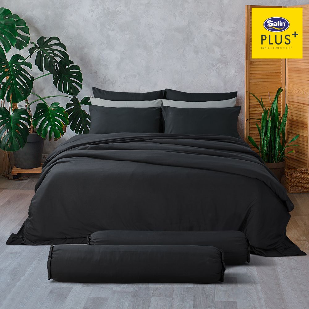 ซาตินพลัสผ้าปูสีชาโคล PS026 6 ฟุต พร้อมผ้านวม 90X100 นิ้ว