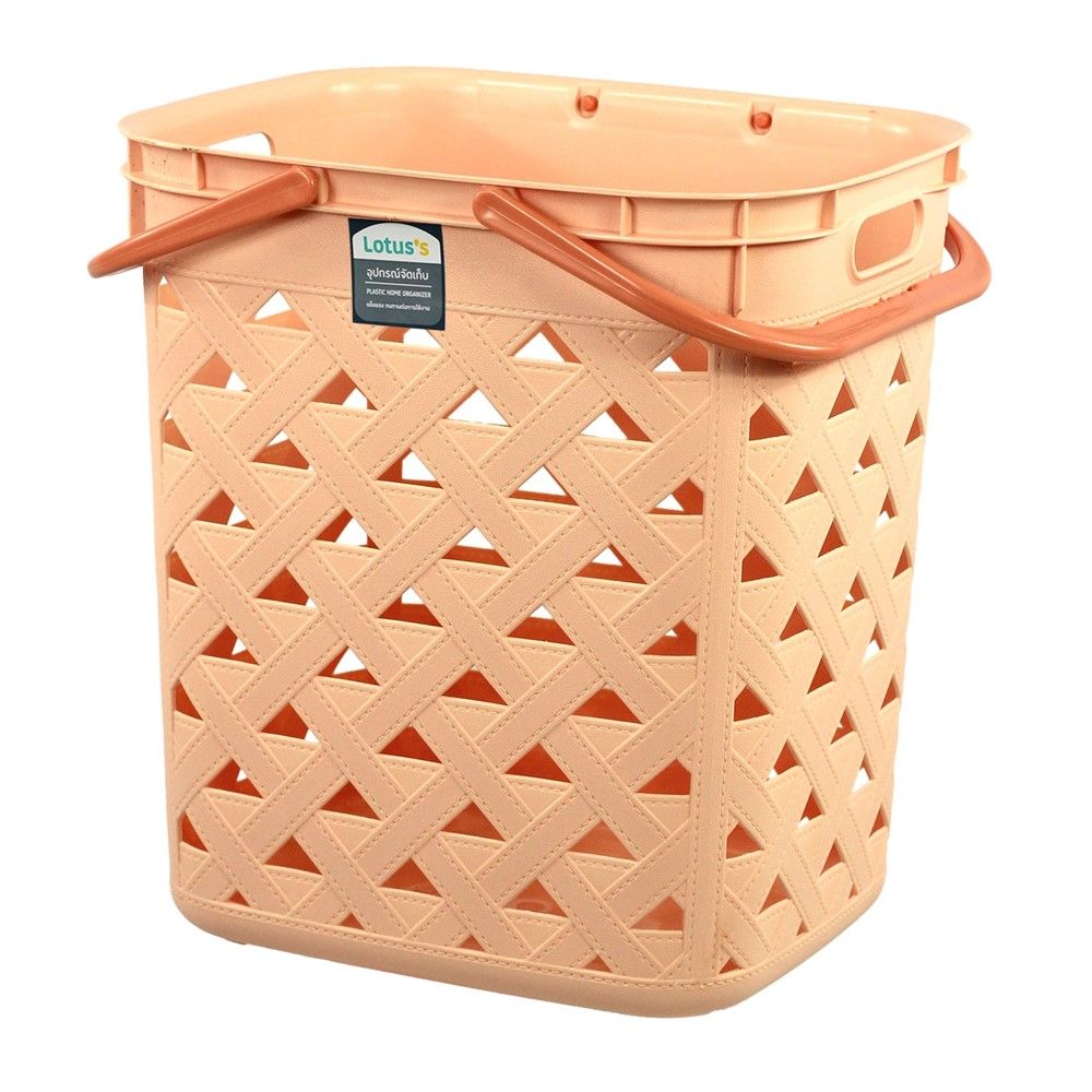 โลตัส ตะกร้าเหลี่ยมหูหิ้วลายหนัง สีพีช FT501
