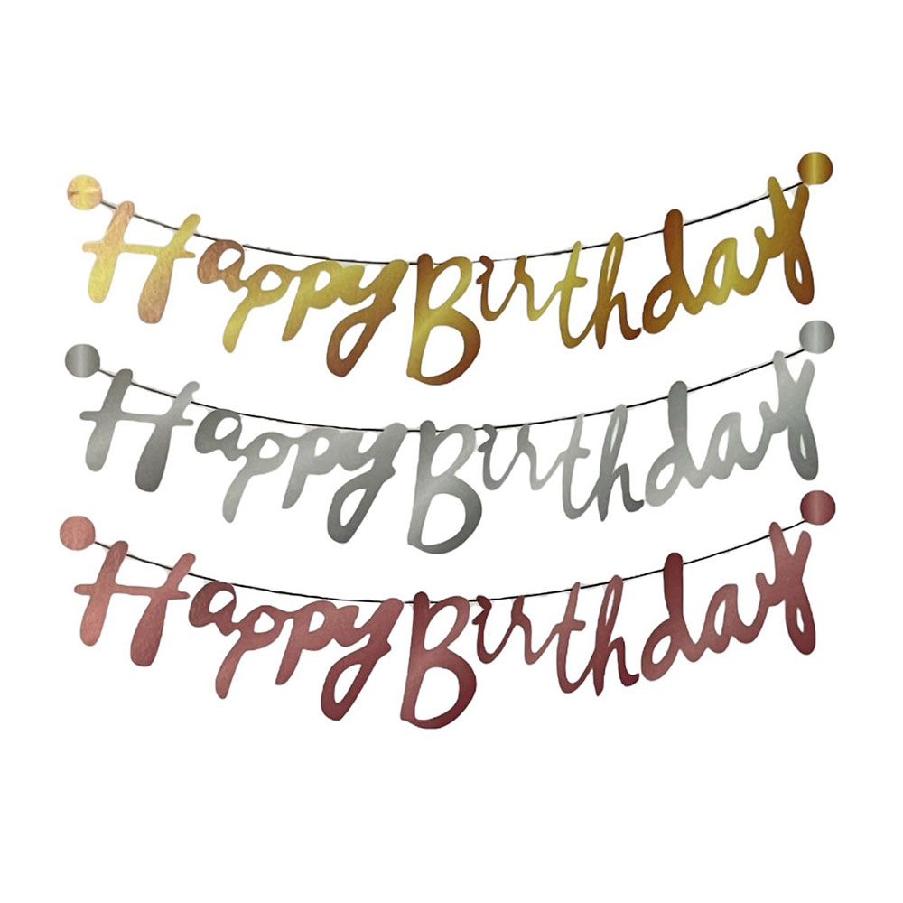 ธงตกแต่งปาร์ตี้ข้อความ HBD(คละแบบ)