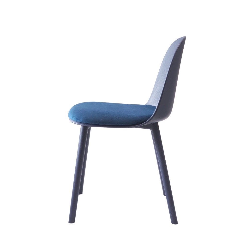 เก้าอี้พลาสติก PP มีเบาะ สีน้ำเงิน PN92635