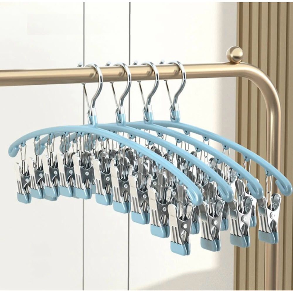 ไม้แขวนทรงโค้ง 10 กิ๊บ สีฟ้า 45.5 ซม.