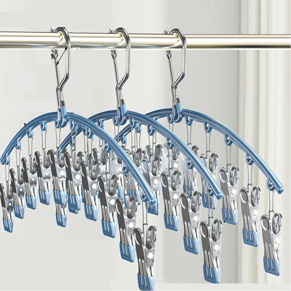 ไม้แขวนทรงโค้ง 10 กิ๊บ สีฟ้า 45.5 ซม.