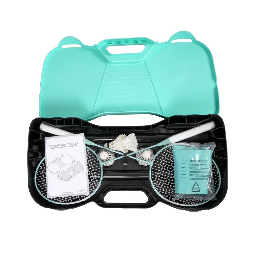 ชุดไม้แบดมินตันลูกขนไก่ 4 ลูก + เน็ตขนาด 3 เมตร