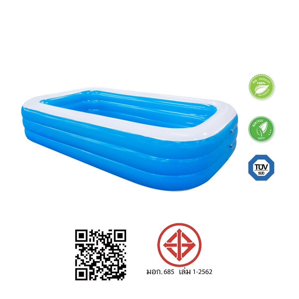 สระเหลี่ยม สีฟ้า 3 ชั้น 3 เมตร