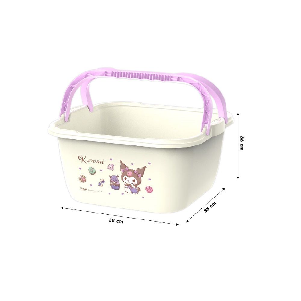 ถังเหลี่ยมมีหูหิ้ว ลายคุโรมิ สีม่วง