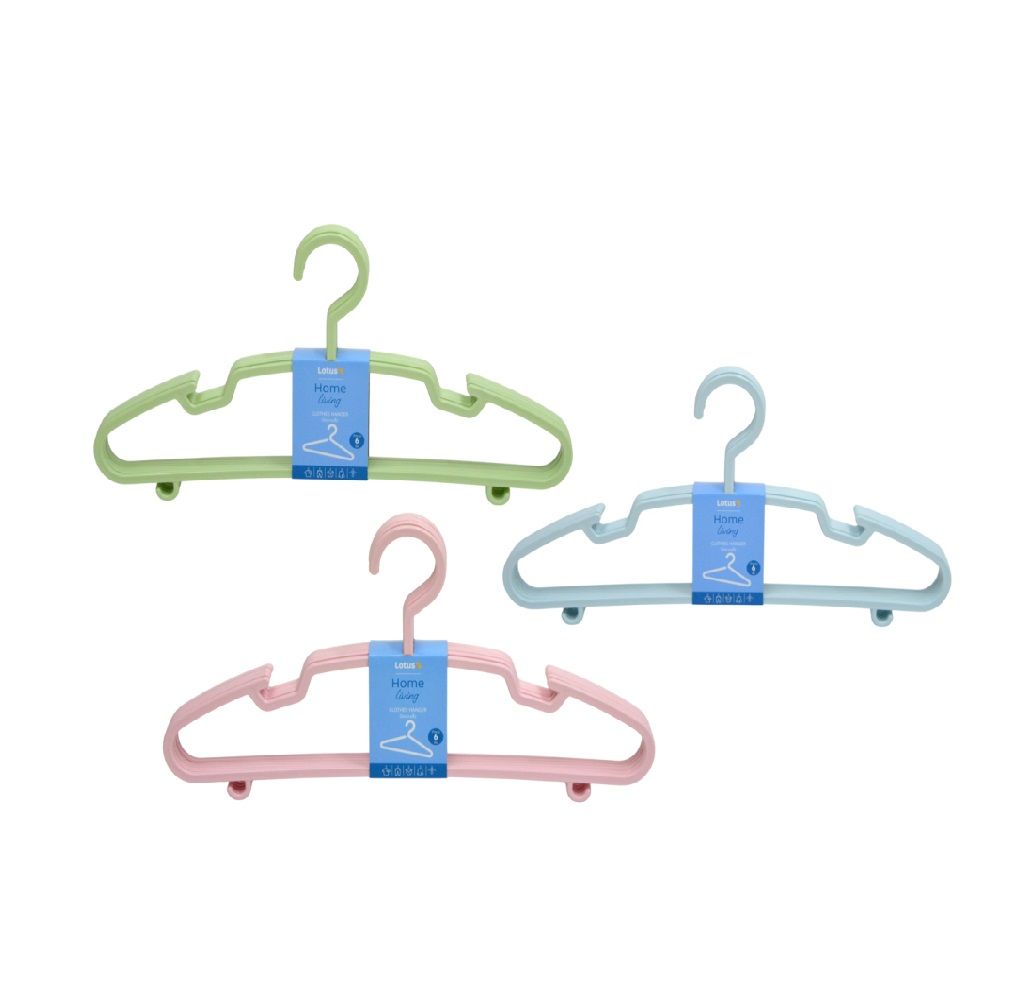LOTUSS ไม้แขวนเสื้อ แพ็ค 6 (คละสี)
