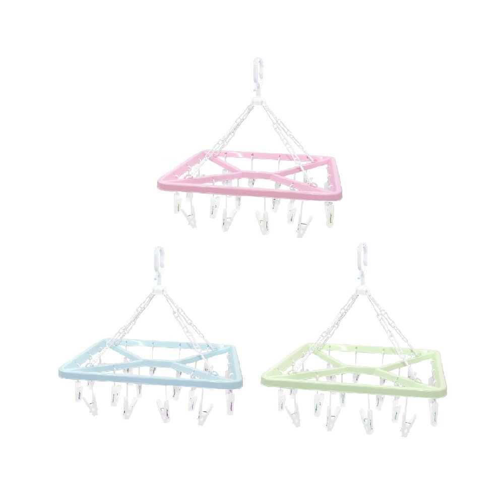 LOTUSS SQUARE CLOTHES HANGER 20 CLIP (ASSORTED)