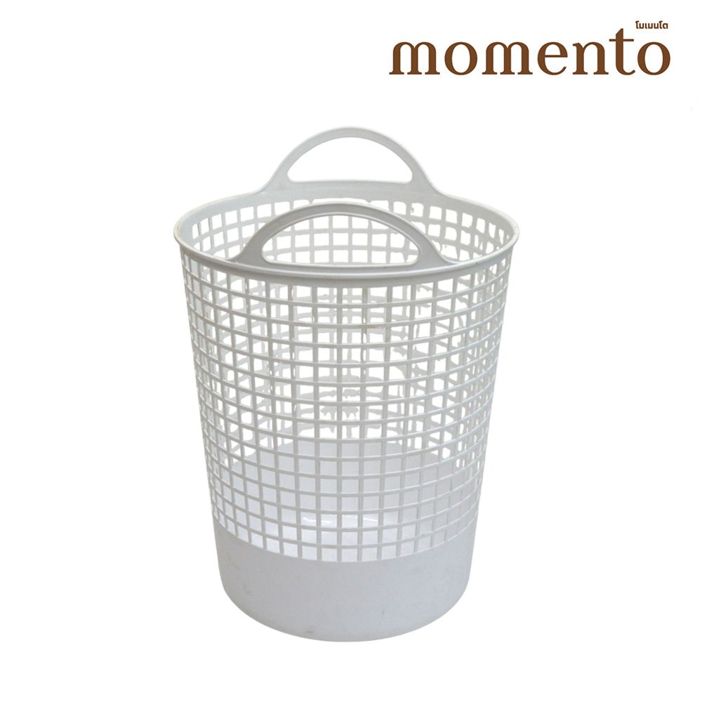 MOMENTO ตะกร้าผ้าทรงสูง สีขาว PN8046