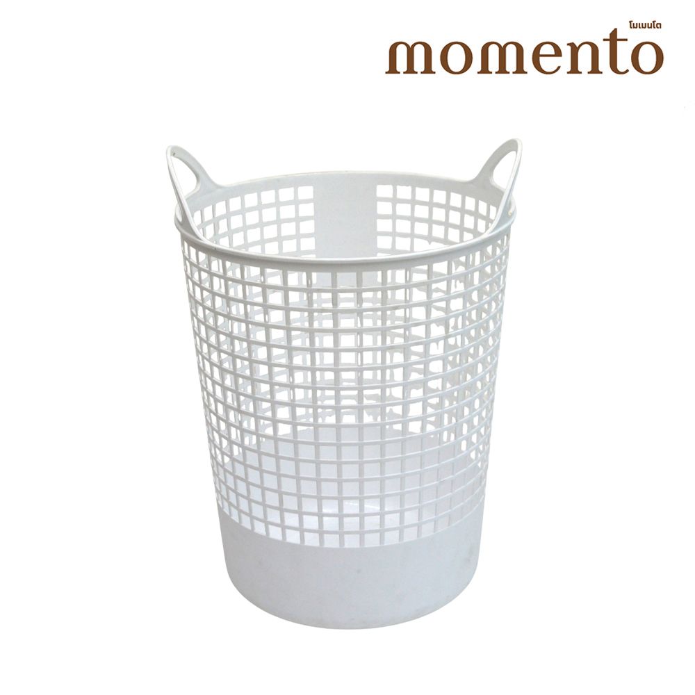 MOMENTO ตะกร้าผ้าทรงสูง สีขาว PN8046