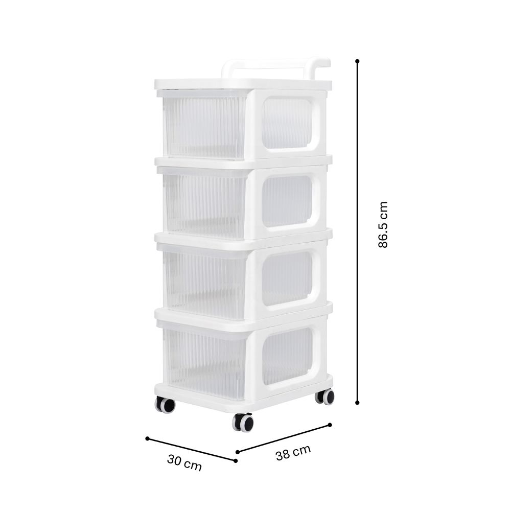 ชั้นล้อเลื่อนสีขาว4ชั้น