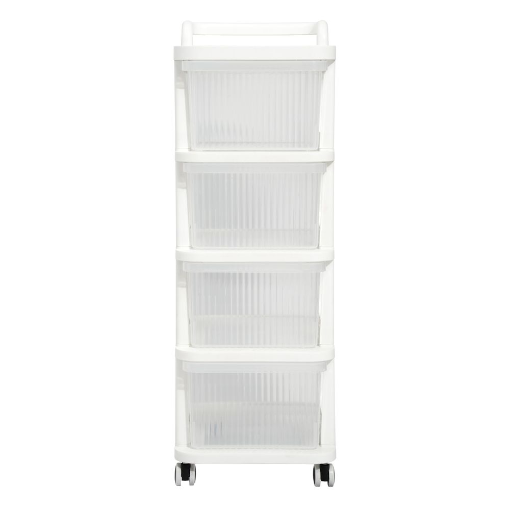 ชั้นล้อเลื่อนสีขาว4ชั้น