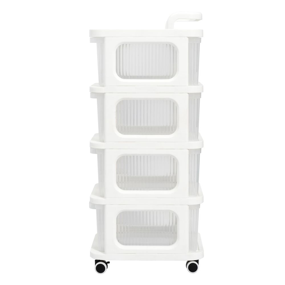 ชั้นล้อเลื่อนสีขาว4ชั้น