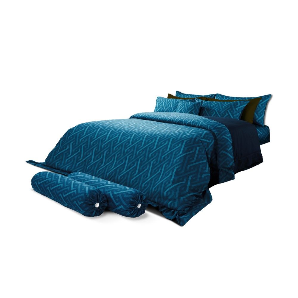 ซาตินพลัส ผ้าปูสีน้ำเงิน 6 ฟุต + ผ้านวม 90X100 นิ้ว