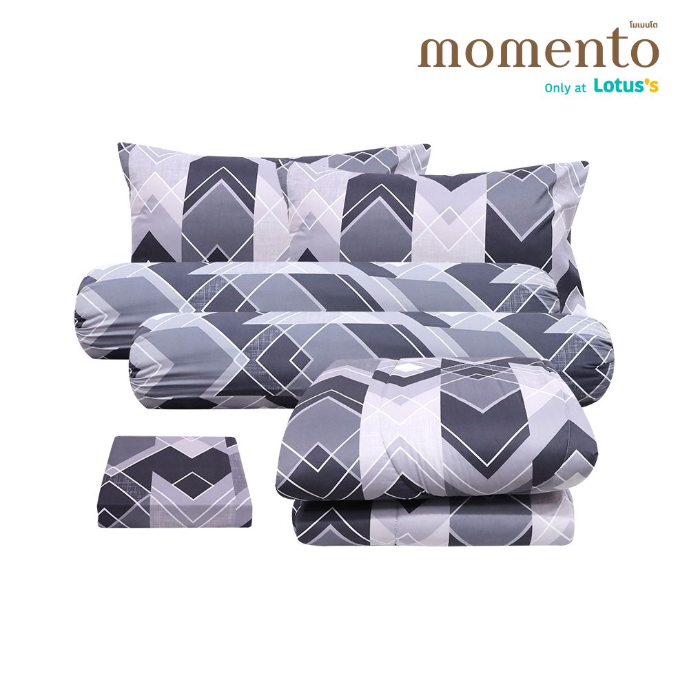 โมเมนโต ผ้าปูเสมือนคอตตอนโมโนโทน 6 ฟุต + ผ้านวม