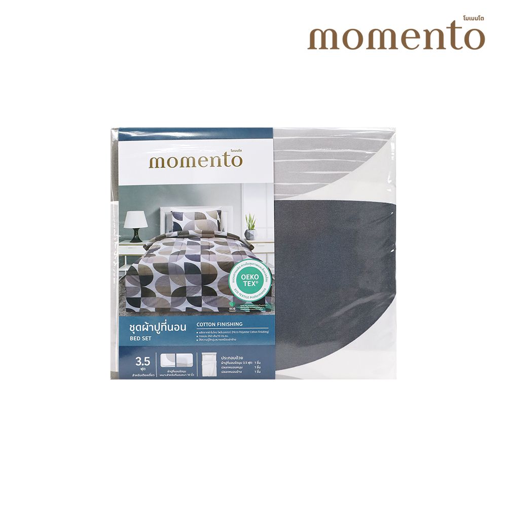 MOMENTO BED SET COTTON FINISHING GEOLEAF 3.5 FT.