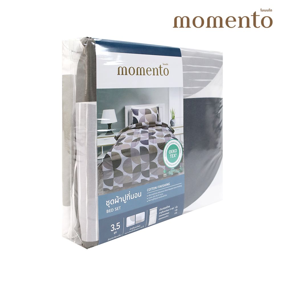 MOMENTO BED SET COTTON FINISHING GEOLEAF 3.5 FT.
