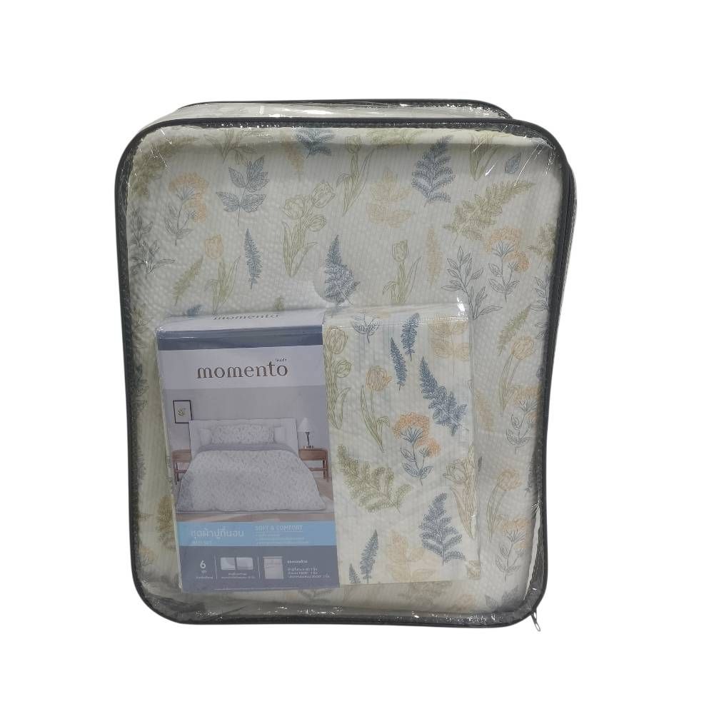 โมเมนโต ผ้าปูแสตมป์นูน 6 ฟุต+ ผ้านวม 70X90 นิ้ว (คละลาย)