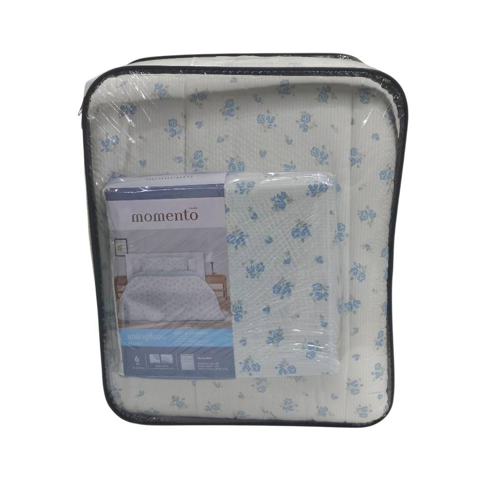 โมเมนโต ผ้าปูแสตมป์นูน 6 ฟุต+ ผ้านวม 70X90 นิ้ว (คละลาย)