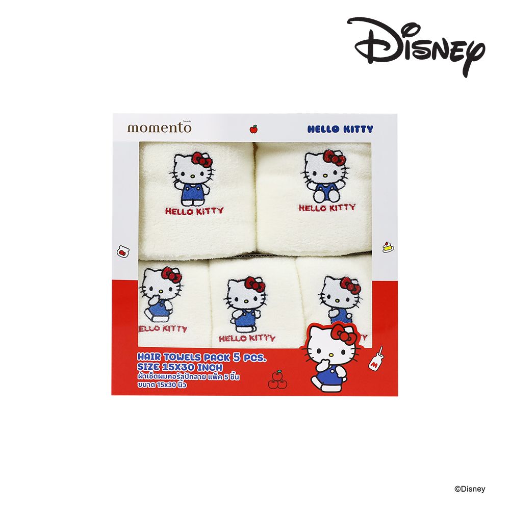 โมเมนโต ผ้าเช็ดผมปักซานริโอ 15X30 นิ้ว แพ็ค 5 (คละลาย)