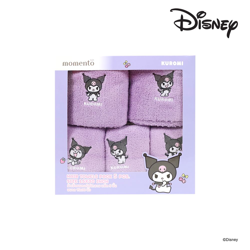 โมเมนโต ผ้าเช็ดผมปักซานริโอ 15X30 นิ้ว แพ็ค 5 (คละลาย)