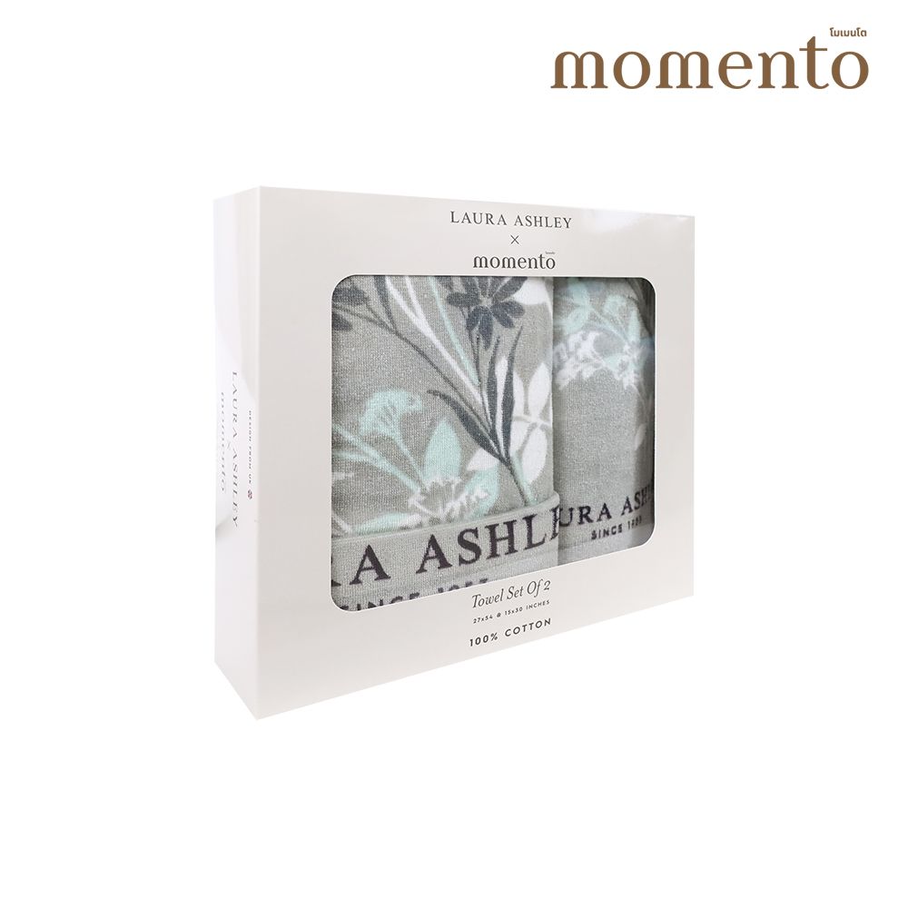 MOMENTO TOWEL LAURA ASHLEY GREY 27X54 INCH + 15X30 INCH