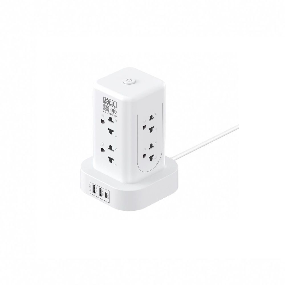 BLL POWER PLUG B24 1 SWITCH 8 SOCKETS 2 USB 1 TYPE C