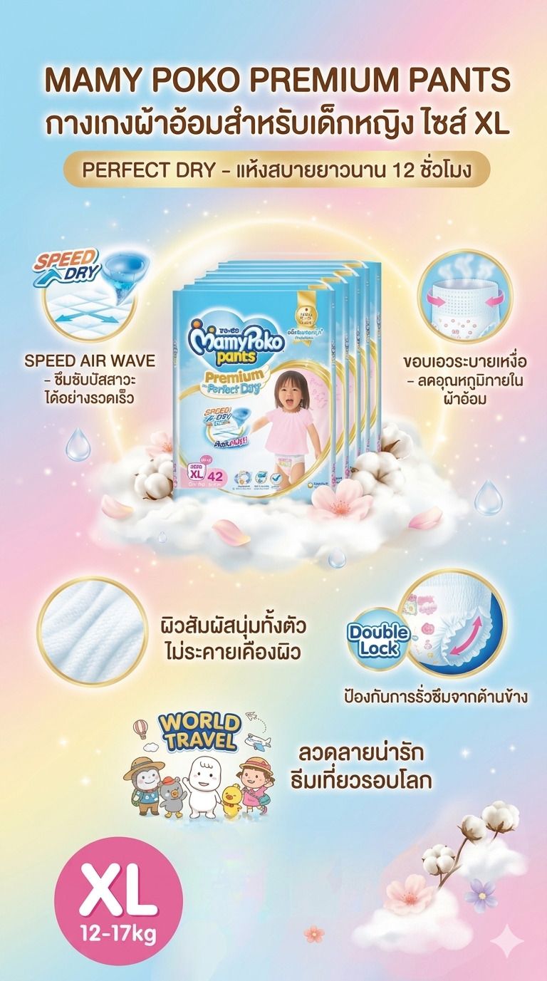 มามี่โพโคพรีเมี่ยม หญิง ไซส์ XL 42 ชิ้น แพ็ค 4