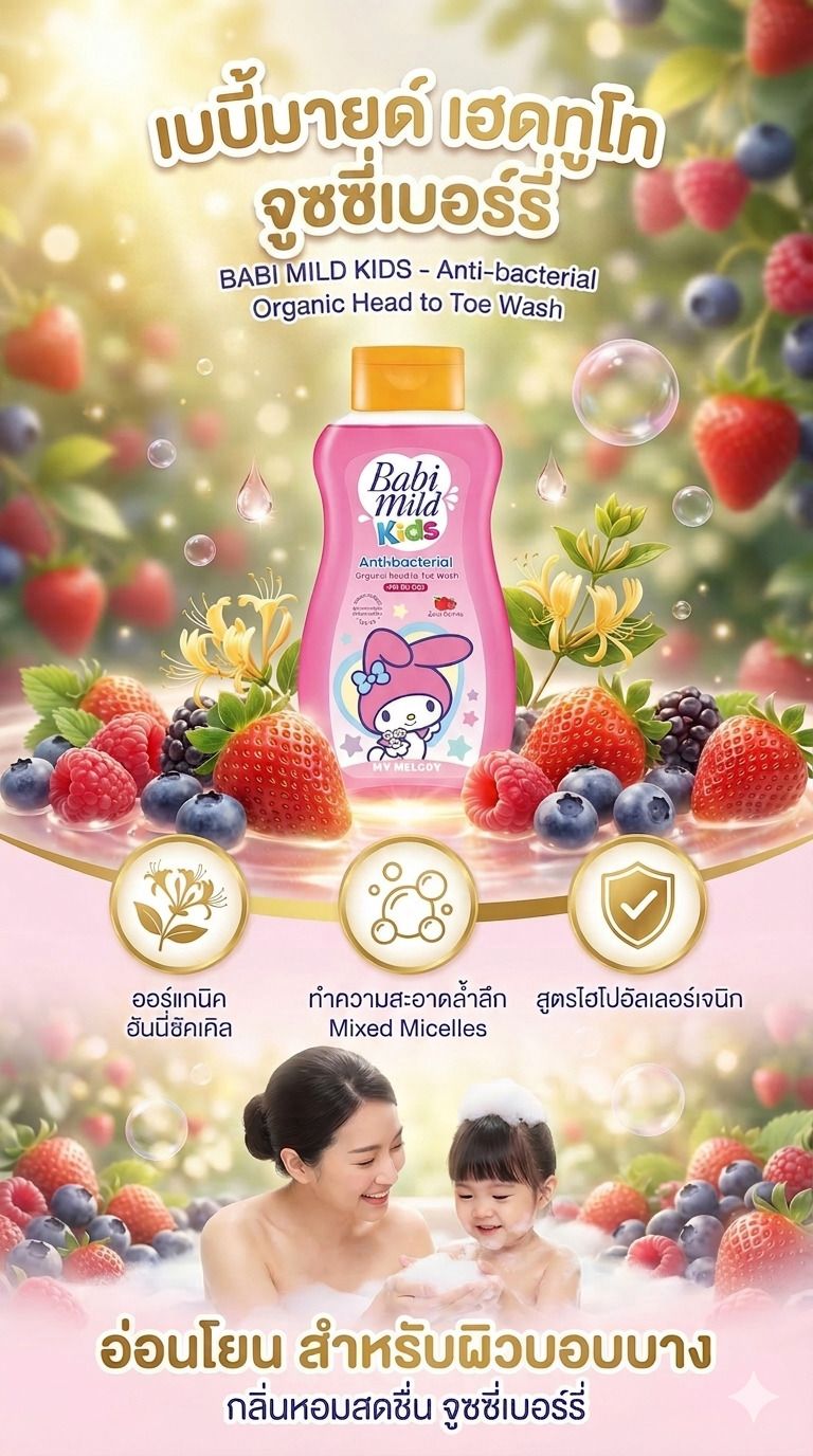 BABI MILD KIDS HEAD TO TOE JUICY BERRIES 190ML