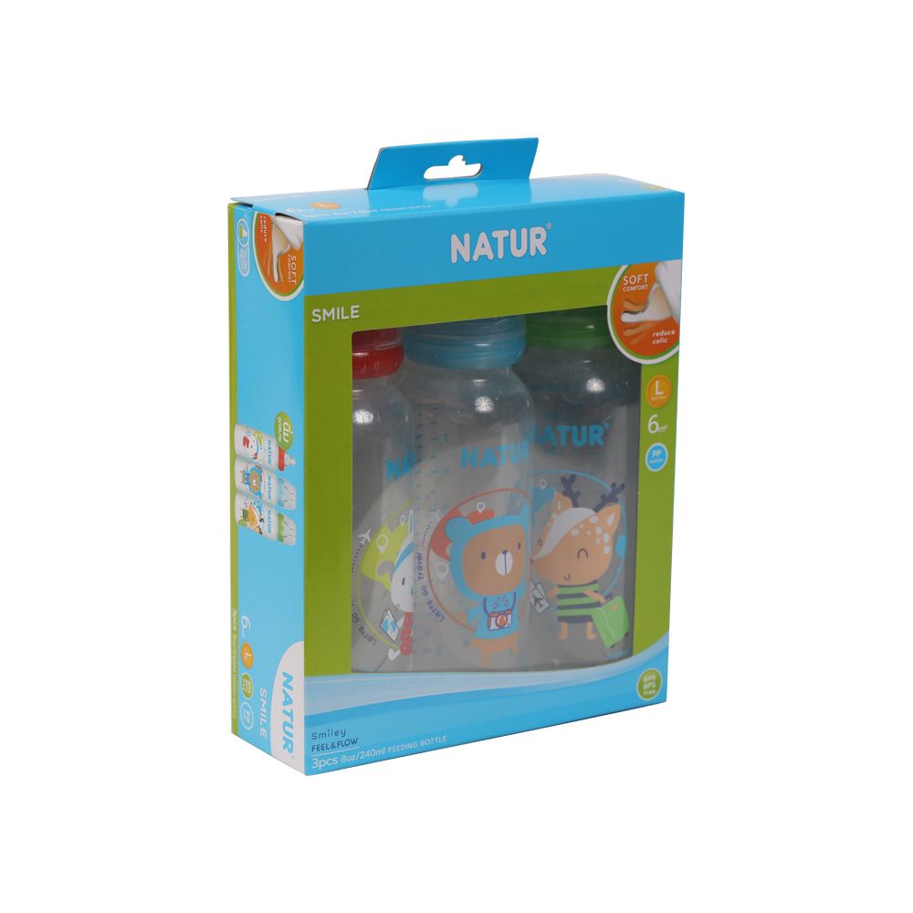 NATUR SMILE FEEDING BOTTLE PACK 3 8 OZ.