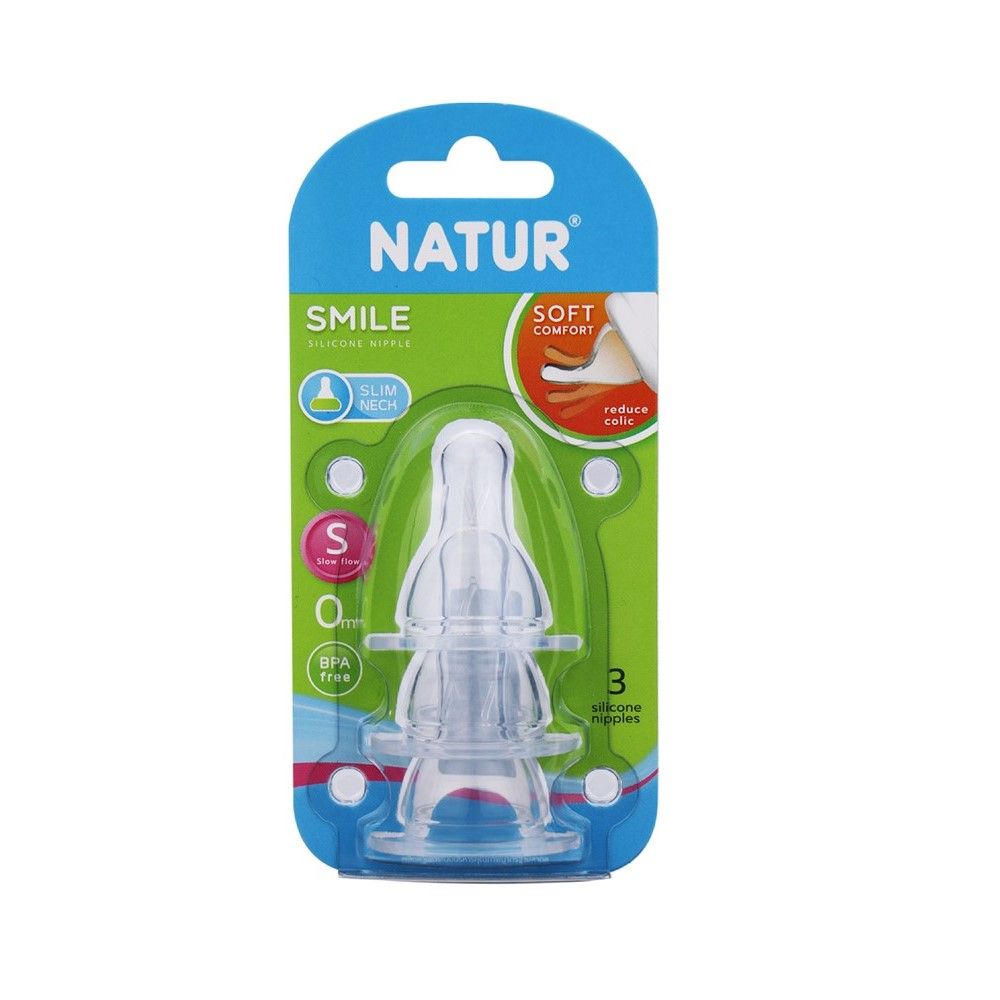 NATUR SMILE NIPPLE SILICON SIZE S PACK 3