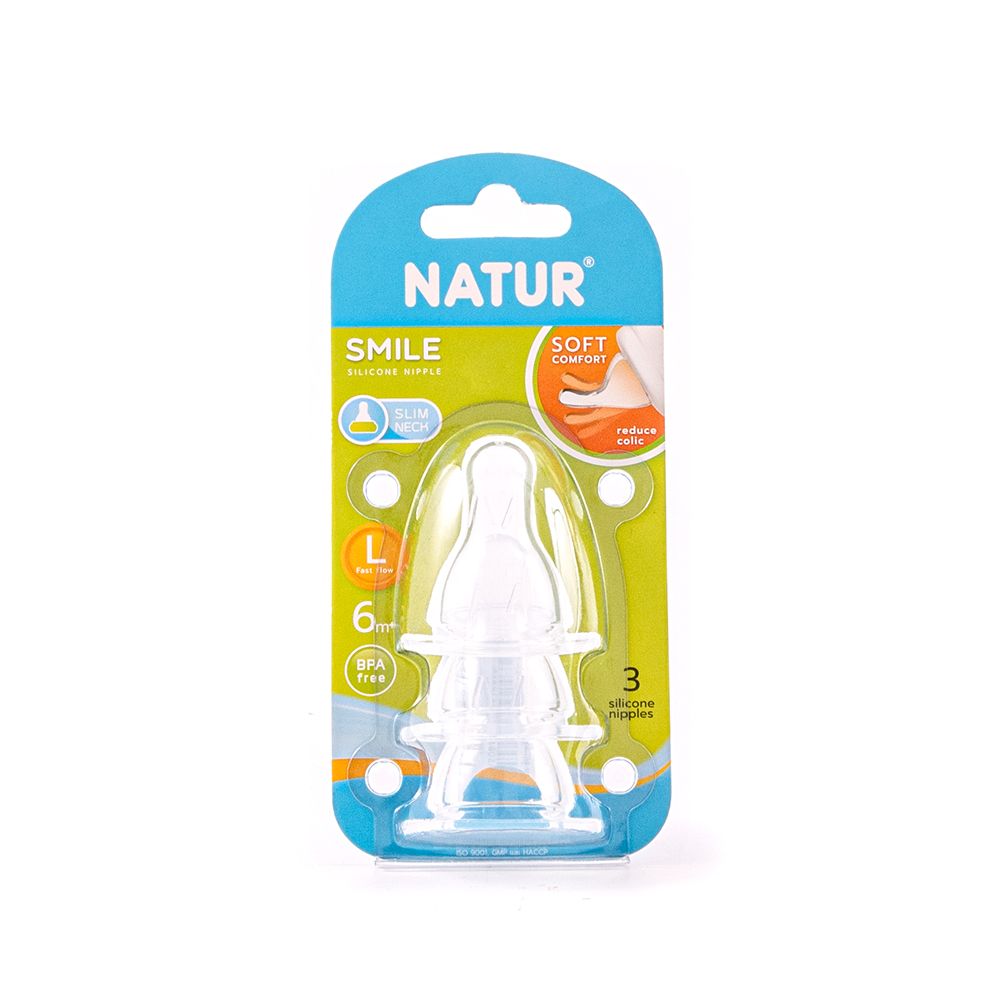 NATUR SMILE NIPPLE SILICON SIZE L PACK 3