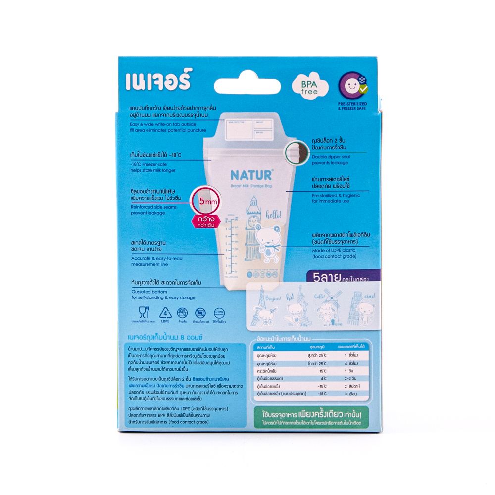 เนเจอร์ ถุงเก็บน้ำนม 8 ออนซ์ 30 ถุง