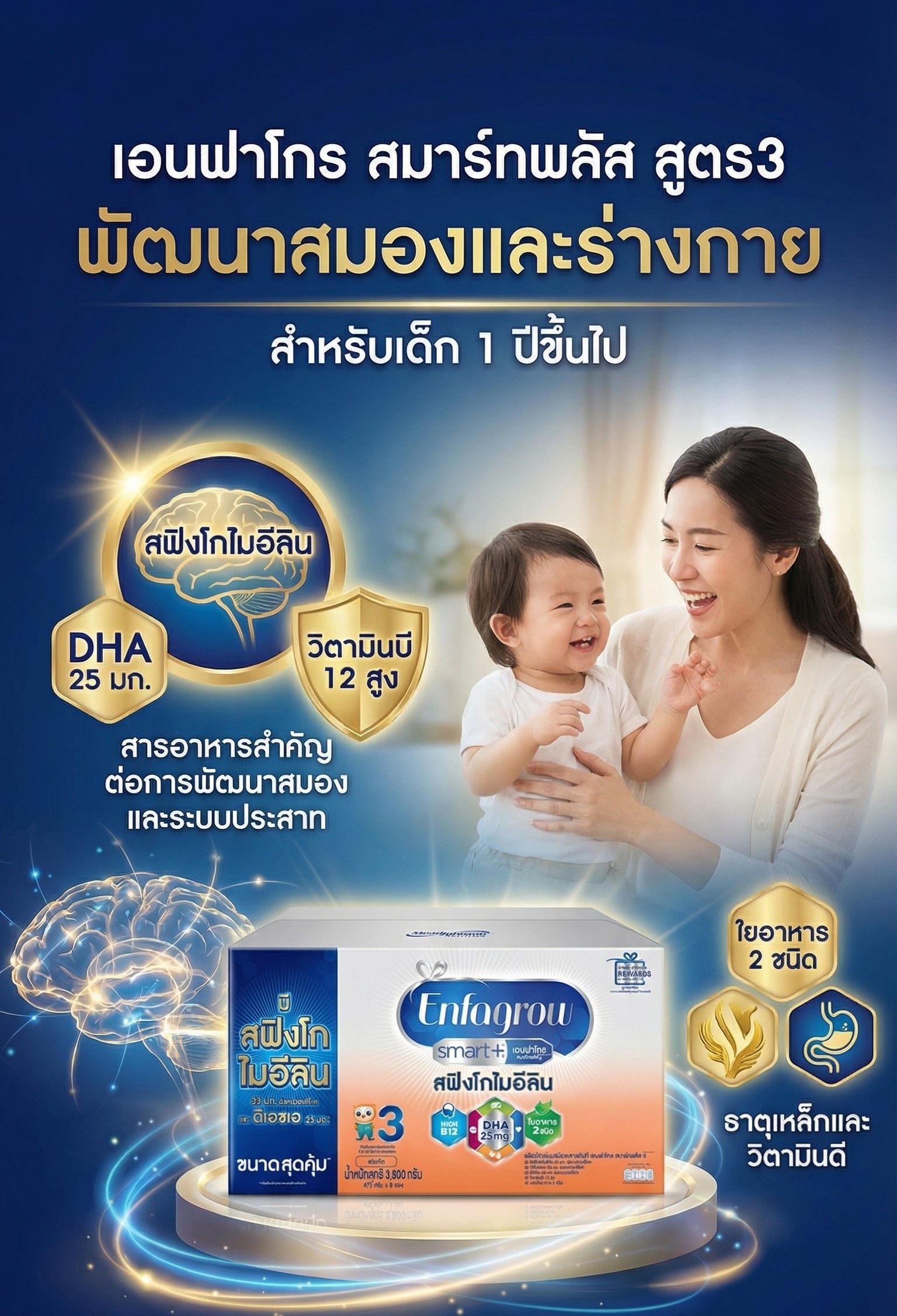 เอนฟาโกร สมาร์ทพลัส สูตร3 จืด 3800 กรัม