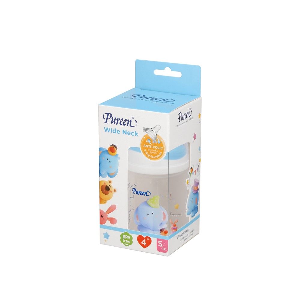 เพียวรีน ขวดนมคอกว้าง ขนาด 4 ออนซ์